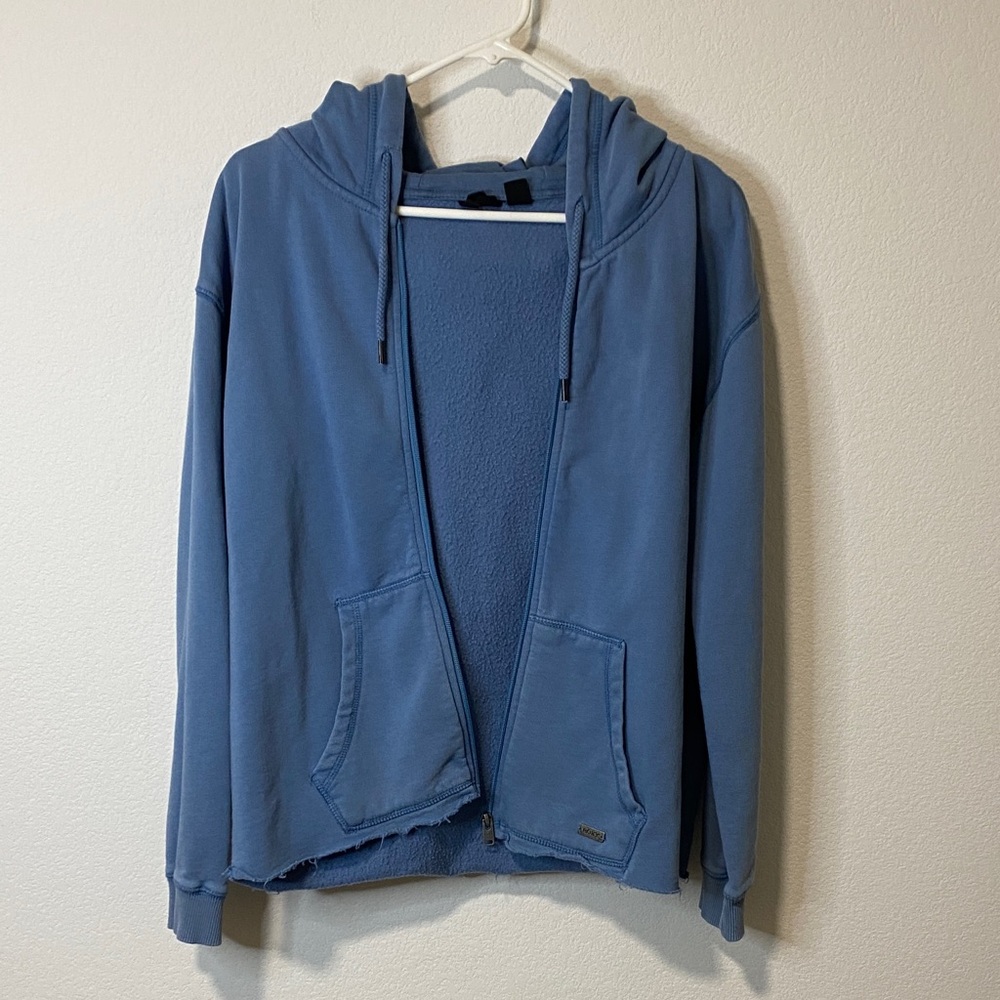 ROXY Blue Zip Hoodie Sweatshirt Large Athleisure